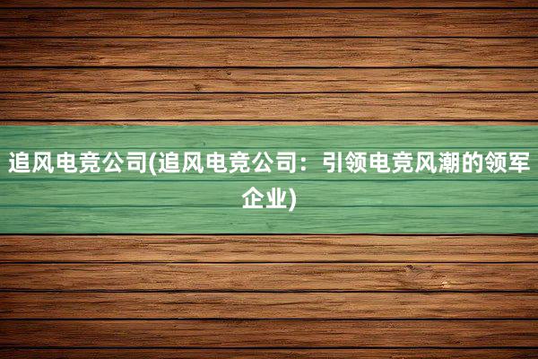 追风电竞公司(追风电竞公司：引领电竞风潮的领军企业)