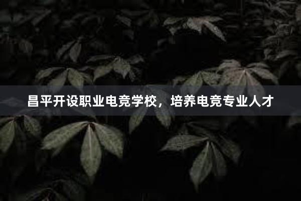 昌平开设职业电竞学校，培养电竞专业人才